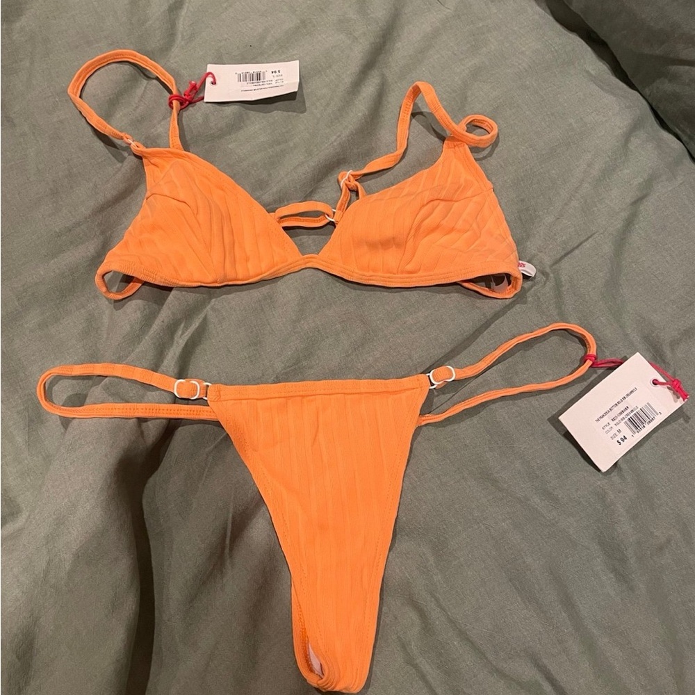 Solid and striped bikini